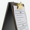 Folding table menus with wooden exterior display & strong metal clipboards