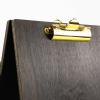 Folding table menus with wooden exterior display & strong metal clipboards
