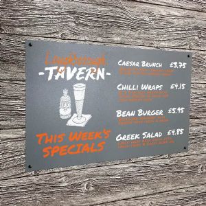 metal chalkboard, engraved signs, restaurant signage, menushop
